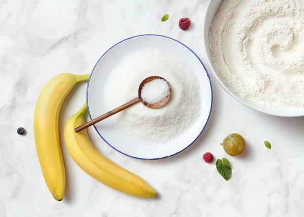 Ingredientes de torta de banana — Fotografia de Stock