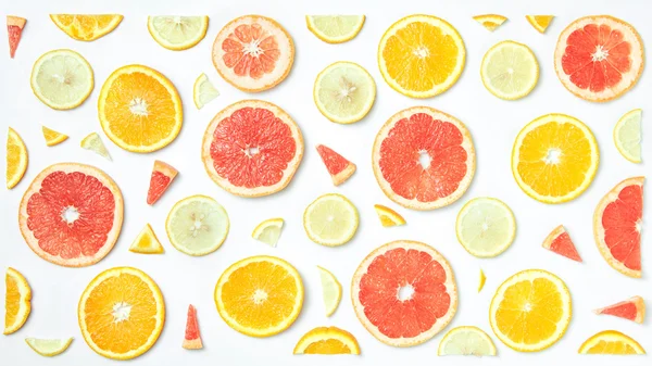 Mix fresh sliced orange, lemon and grapefruit — Stock Photo, Image