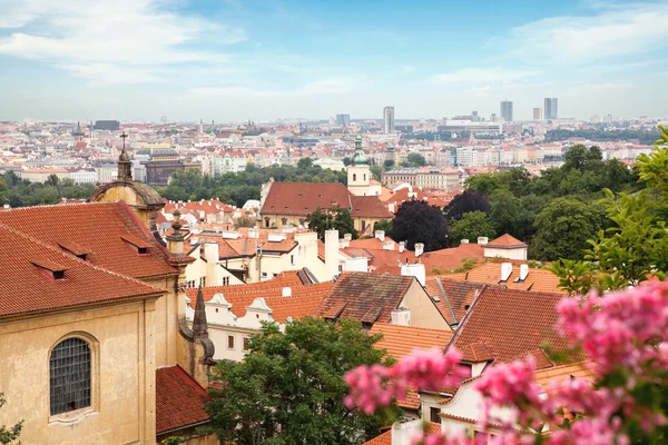 Widok na historyczne centrum Pragi z zamku, — Zdjęcie stockowe