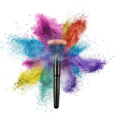 Beyaz toz patlaması siyah üzerine izole edildi