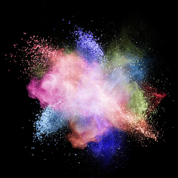 Color powder explosion isolated on black — Stock Photo, Image