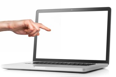 boş ekranlı dizüstü bilgisayar beyaz ekranda izole edildi