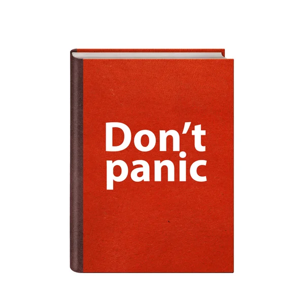 Красная книга с Dont паники текст на обложке изолированы — стоковое фото