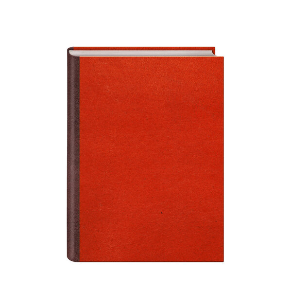 Book with red leather hardcover isolated