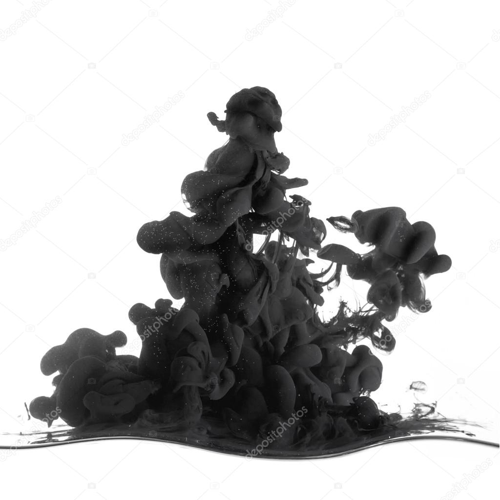 Splash of black ink in dropped into the water on white Stock Photo by ...