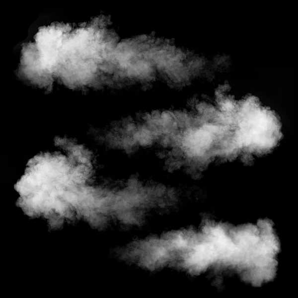 Fumaça branca conjunto isolado em preto — Fotografia de Stock
