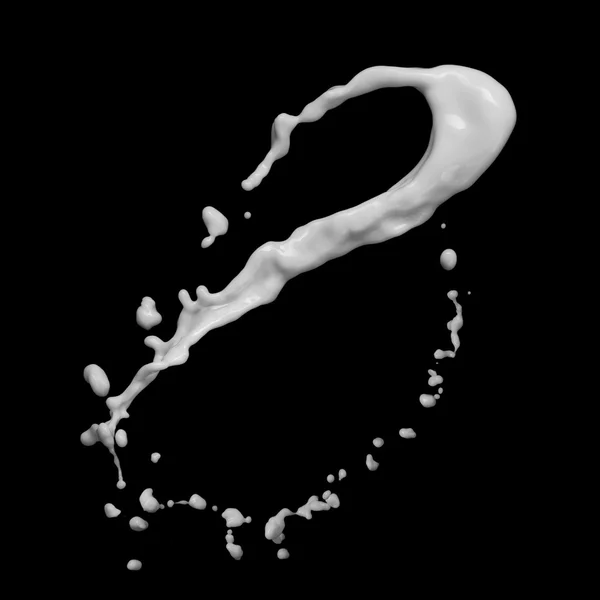 Plusk mleka izolowany na czarno — Zdjęcie stockowe