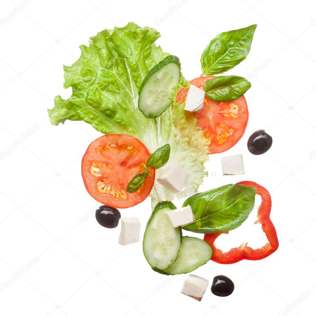 salad isolated in white, top view