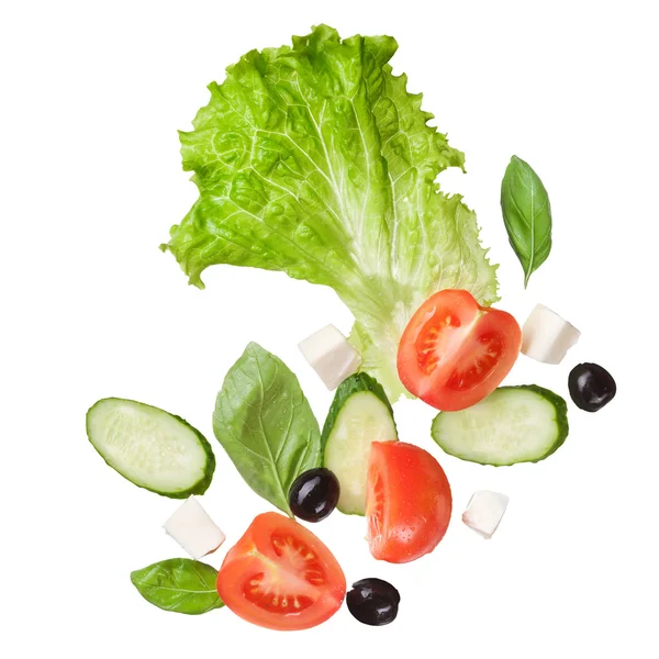 Sallad isolerade i vit, topp view — Stockfoto