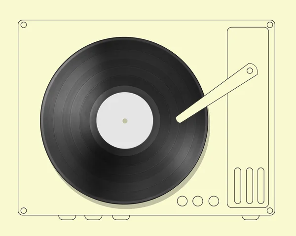 Black vinyl record disc with hand drawn player — Stock Photo, Image