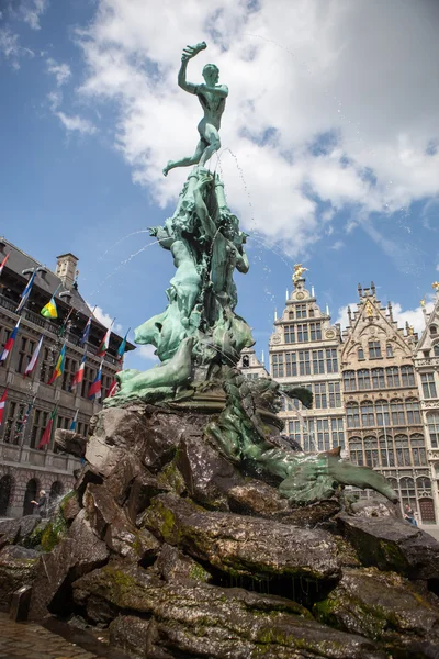 Monument on Grote Markt - Big Market Square in the Antwepen — Stock Photo, Image