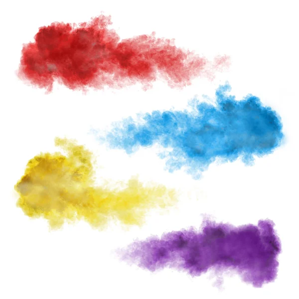 Conjunto de explosões de fumaça coloridas isoladas em branco — Fotografia de Stock