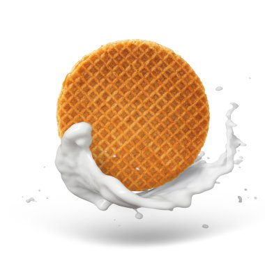 Karamel toprak süt sıçrama ile waffle