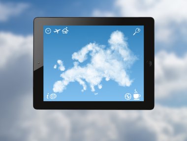 bulutları yapılan Avrupa Haritası ile iPad