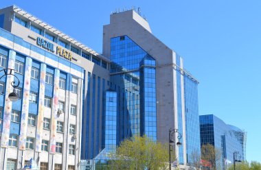 Tyumen, Rusya, Mayıs, 2016: Bina Gazoil-Plaza, iş merkezi ve bölgesel bulaşıcı patoloji Tyumen Bilimsel Araştırma Enstitüsü