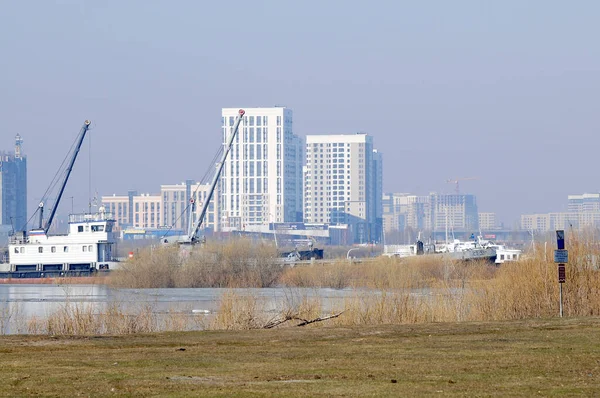 Tyumen Russia April 2021 View Private Marina Construction New Residential — Stock Photo, Image