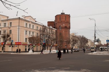 Tyumen, Rusya, Ocak, 2018: su kulesi. Endüstriyel mimari anıt. 