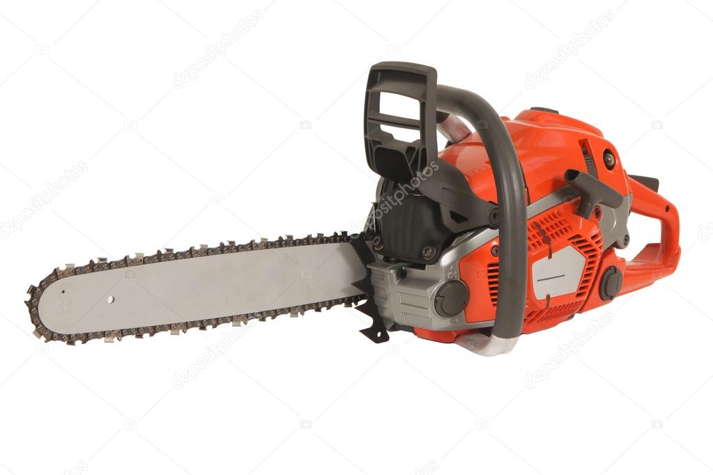 New chainsaw, on a white background