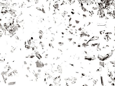 Beyaz üzerine Shattered cam parçaları