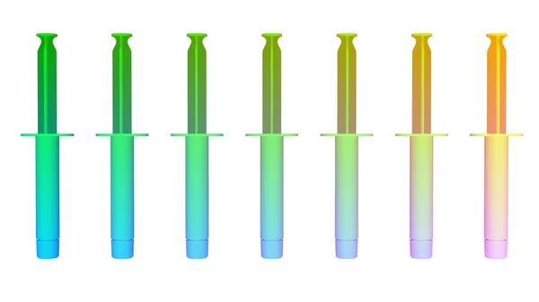 Syringes in row with gradient color — Stock Photo, Image