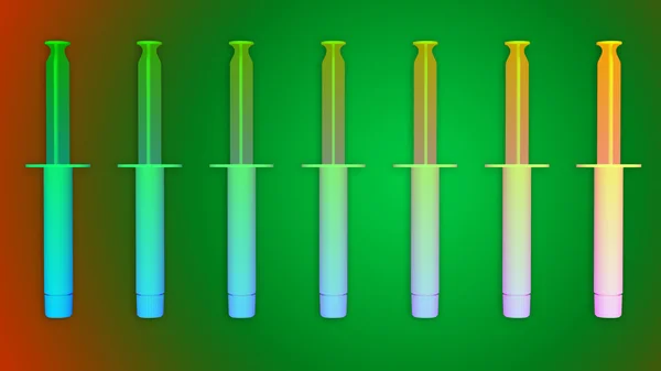 Syringes in row with gradient color — Stock Photo, Image