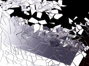 Beyaz üzerine Shattered cam parçaları