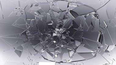 Beyaz üzerine Shattered cam parçaları