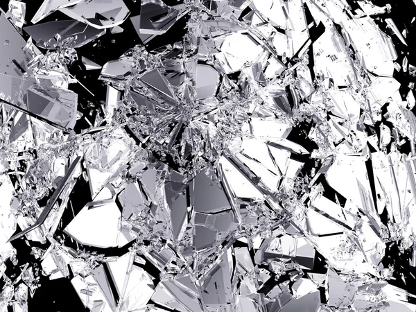 Pieces of Shattered glass on white — Stock Photo, Image