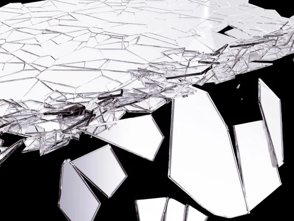 Pieces of Shattered glass on white — Stock Photo, Image