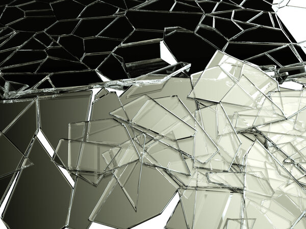 Pieces of splitted or cracked glass