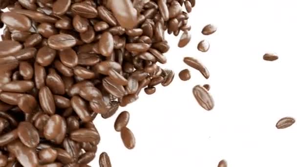 Koffiebonen vallen en mengen — Stockvideo