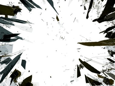 Yıkıldı veya kırık cam parçaları 
