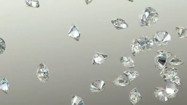 Diamantes brillantes de dispersión — Vídeo de stock