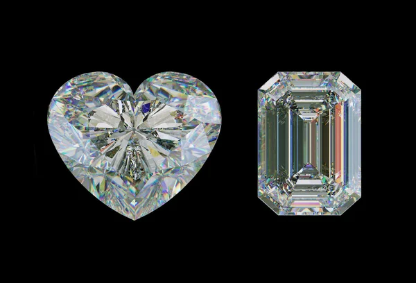 Diamant et pierre précieuse en forme de coeur — Photo