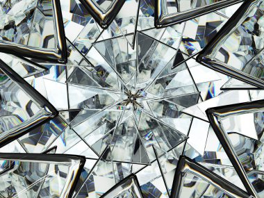 Elmas yapısı son derece yakın çekim ve kaleydoskop. Yuvarlak değerli taşın en üst görünümü 3D çizim, 3d illüstrasyon