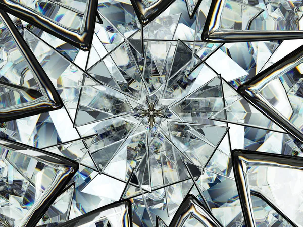 다이아몬드 삼각형 구조의 만화경 Render Illustration — 스톡 사진