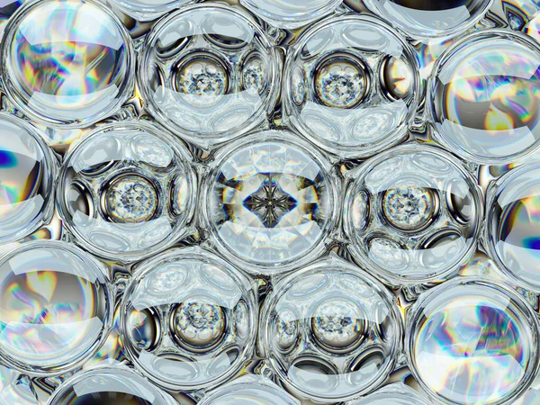 Diamant Pierre Gemme Brillance Verre Sphère Bulles Motif Kaléidoscope Fond — Photo