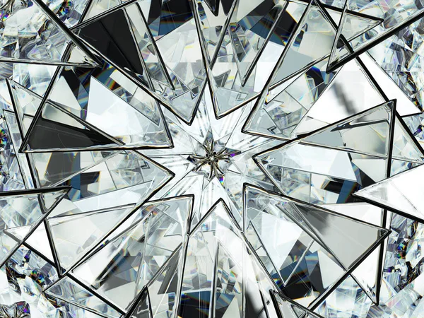 ダイヤモンド構造星形と万華鏡の背景 丸い宝石の3Dレンダリング 3Dイラストのトップビュー — ストック写真