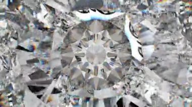 Gemstone elmasının kaleydoskopu ya da parlak cam üçgen dokusu. 3D canlandırma, 3D canlandırma