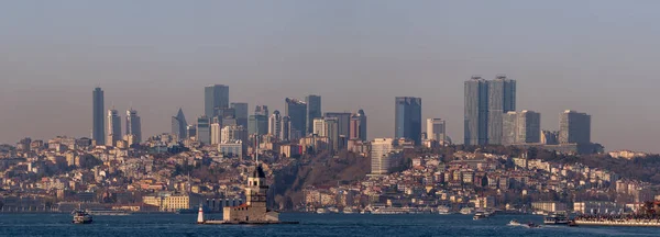 Стамбульський Пейзаж Хмарочоси Вежа Діви Або Вежа Леандера Кіз Кулесі — стокове фото