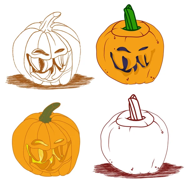 Ensemble de citrouille Halloween — Image vectorielle