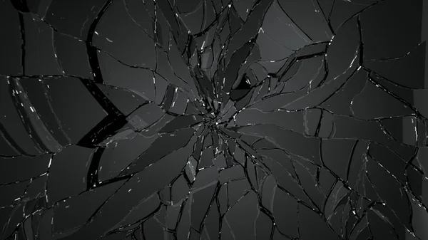 Zerstörtes und zerbrochenes Glas auf Schwarz — Stockfoto