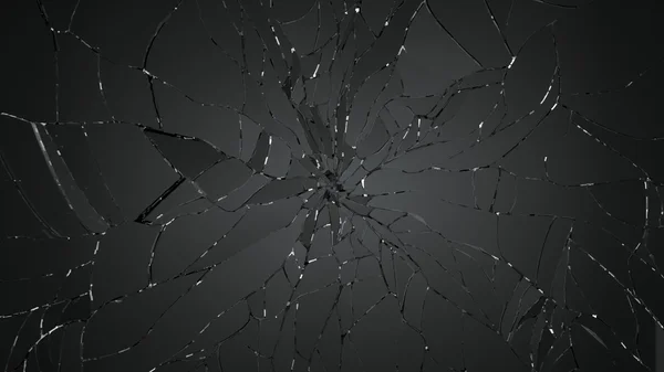 Shattered or destructed glass on black — Stock Photo, Image