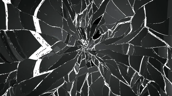 Shattered small and large pieces glass — Stock Photo, Image