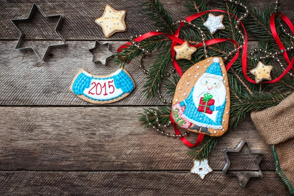 Santa and New Year star cookies — Stock Photo, Image