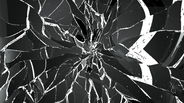 Pieces of Shattered glass isolated on white — Stock Photo, Image