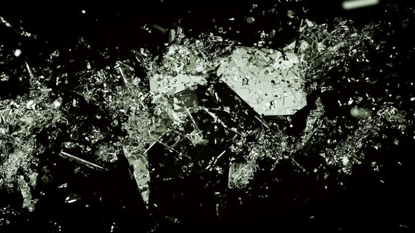 Splitted or shattered glass on black