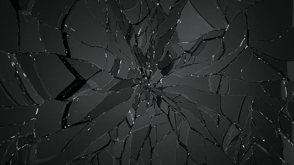 Demolished or cracked glass on black — 图库照片