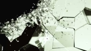 Glass shattered and broken slow motion
