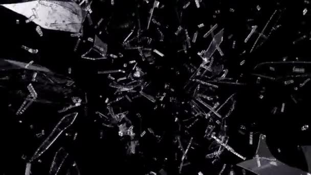 Glas breken en veiligheidsmaterialen met slow motion. — Stockvideo
